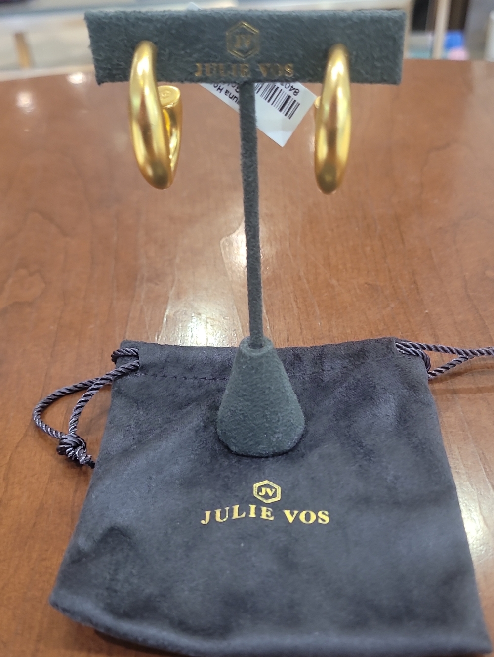 Julie Vos Gold Hoop Earrings — Satin Gold Finish